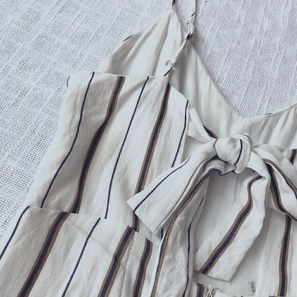 Lush Nordstrom White Jumpsuit Striped Cutout Wide Leg SZ S - Picture 4 of 12